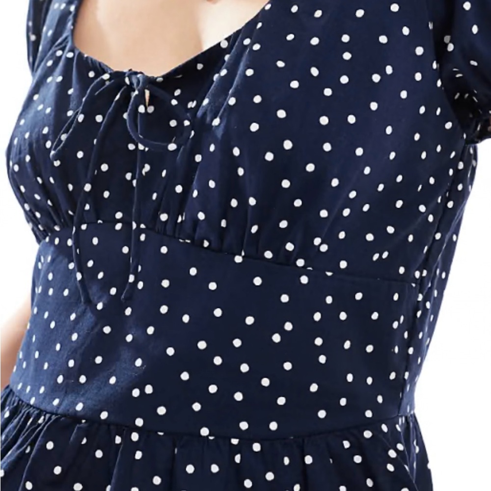 Hollister Navy Polka Dot Peplum Top - Picture 3 of 12
